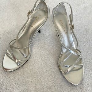 Ralph Lauren Abbott 2 Silver Sandal SZ 6 1/2